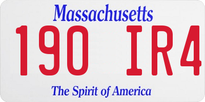 MA license plate 190IR4