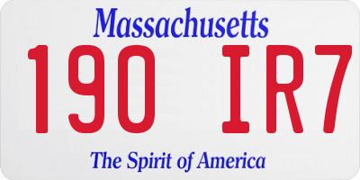 MA license plate 190IR7