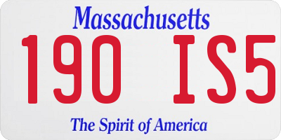 MA license plate 190IS5