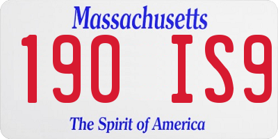 MA license plate 190IS9