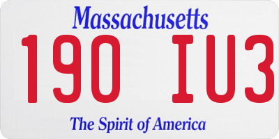MA license plate 190IU3