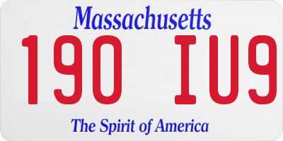 MA license plate 190IU9