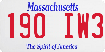 MA license plate 190IW3