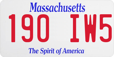 MA license plate 190IW5
