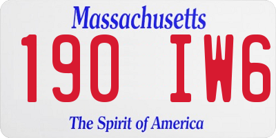 MA license plate 190IW6