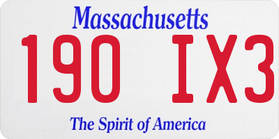 MA license plate 190IX3
