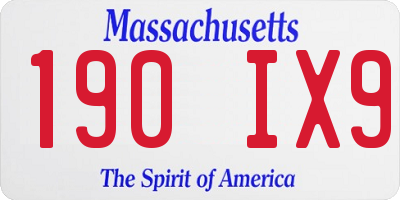 MA license plate 190IX9