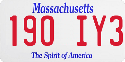 MA license plate 190IY3