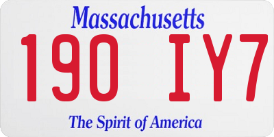 MA license plate 190IY7