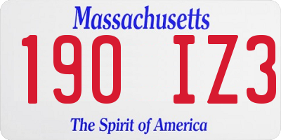MA license plate 190IZ3