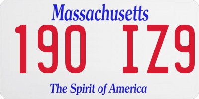 MA license plate 190IZ9