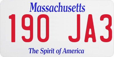 MA license plate 190JA3