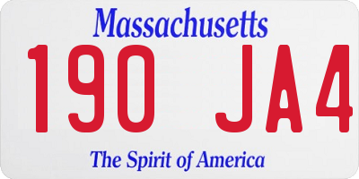 MA license plate 190JA4
