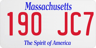 MA license plate 190JC7