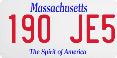 MA license plate 190JE5