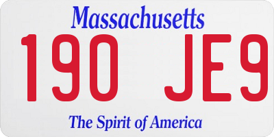 MA license plate 190JE9