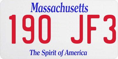 MA license plate 190JF3