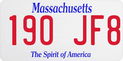 MA license plate 190JF8