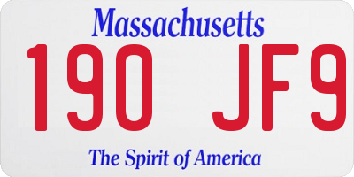 MA license plate 190JF9