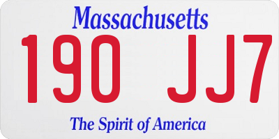 MA license plate 190JJ7