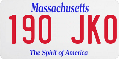 MA license plate 190JK0