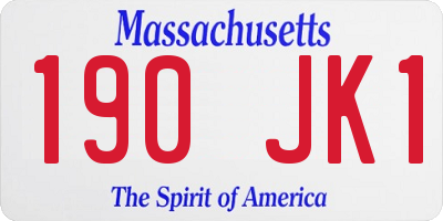 MA license plate 190JK1