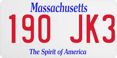 MA license plate 190JK3