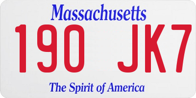 MA license plate 190JK7