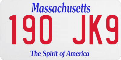 MA license plate 190JK9
