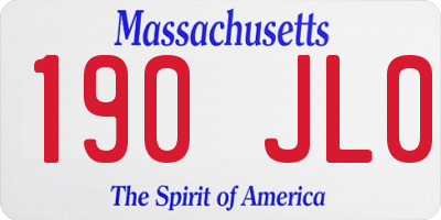 MA license plate 190JL0