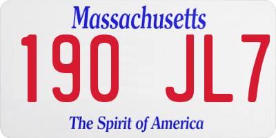 MA license plate 190JL7