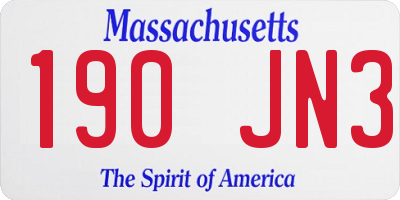MA license plate 190JN3