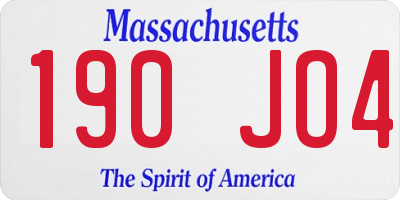 MA license plate 190JO4