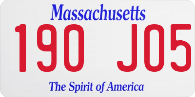 MA license plate 190JO5