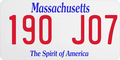 MA license plate 190JO7