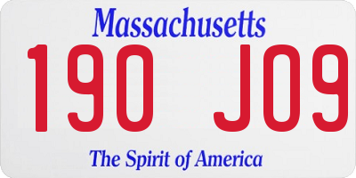 MA license plate 190JO9