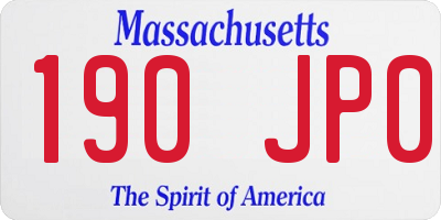 MA license plate 190JP0