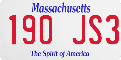 MA license plate 190JS3