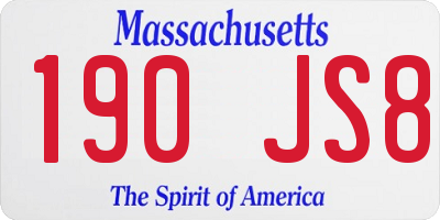 MA license plate 190JS8