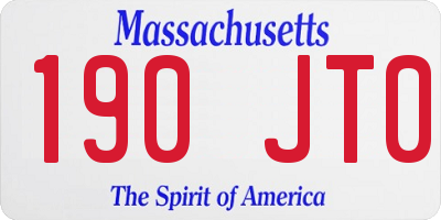 MA license plate 190JT0
