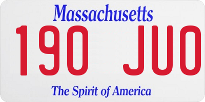 MA license plate 190JU0