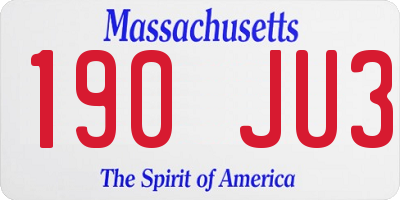 MA license plate 190JU3