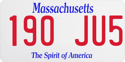 MA license plate 190JU5