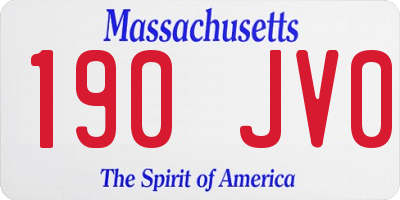 MA license plate 190JV0