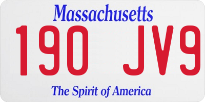 MA license plate 190JV9