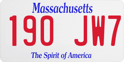 MA license plate 190JW7
