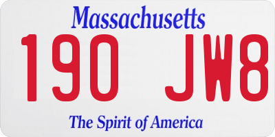MA license plate 190JW8