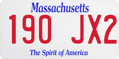 MA license plate 190JX2