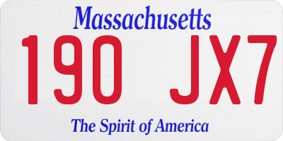 MA license plate 190JX7