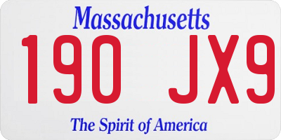 MA license plate 190JX9